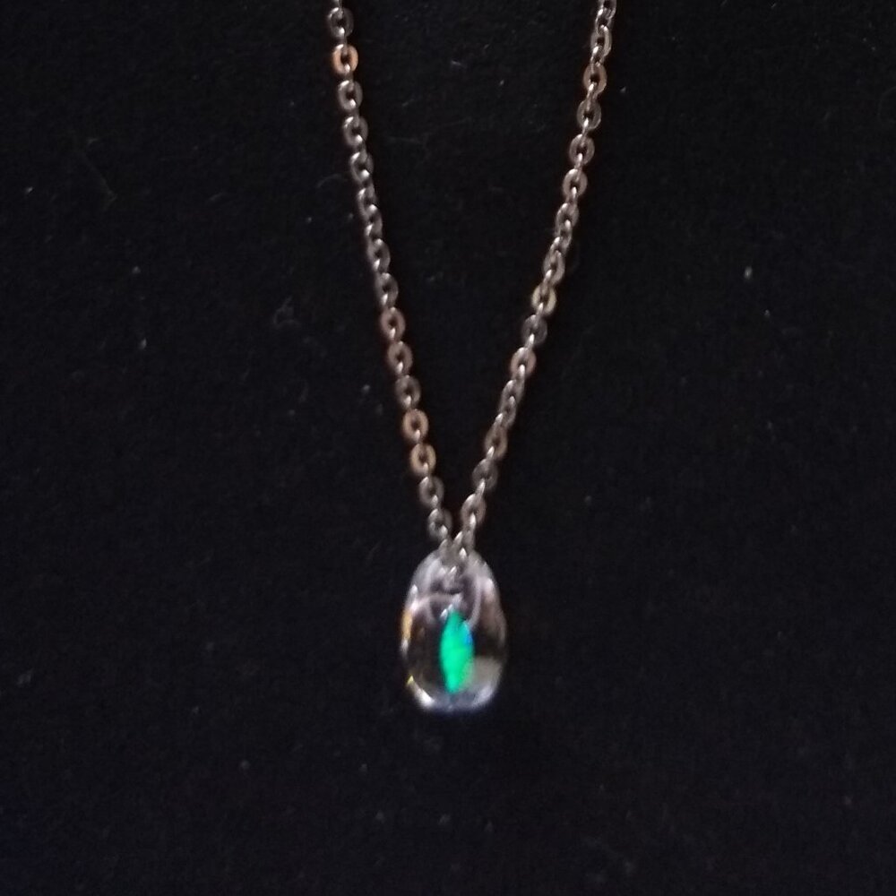 SENTE  Japan Petite Gilson OPAL in Glass Stainless Necklace Catbird